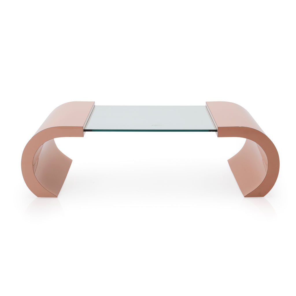 Curved Blush Coffee Table w/ Glass Top