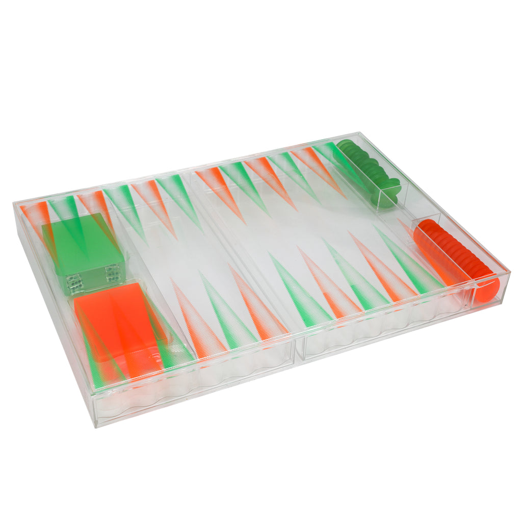 Green & Orange Retro Backgammon Set