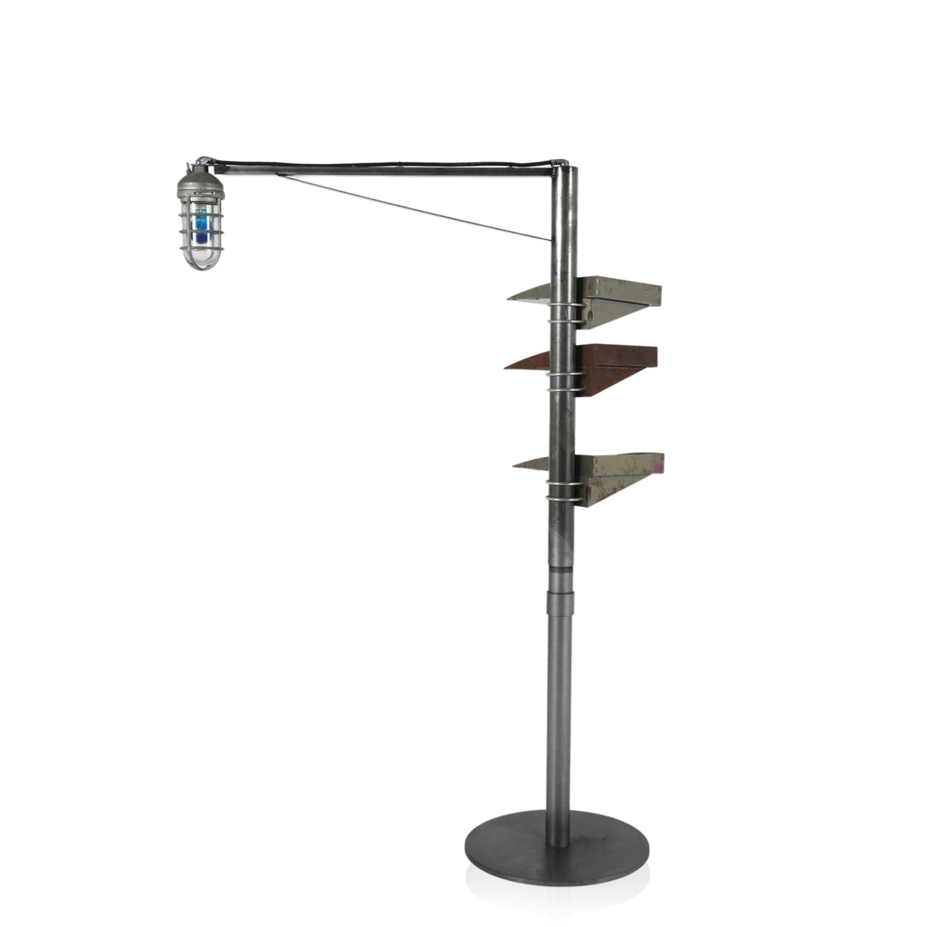 Industrial Floor Lamp w/ Blue Bulb