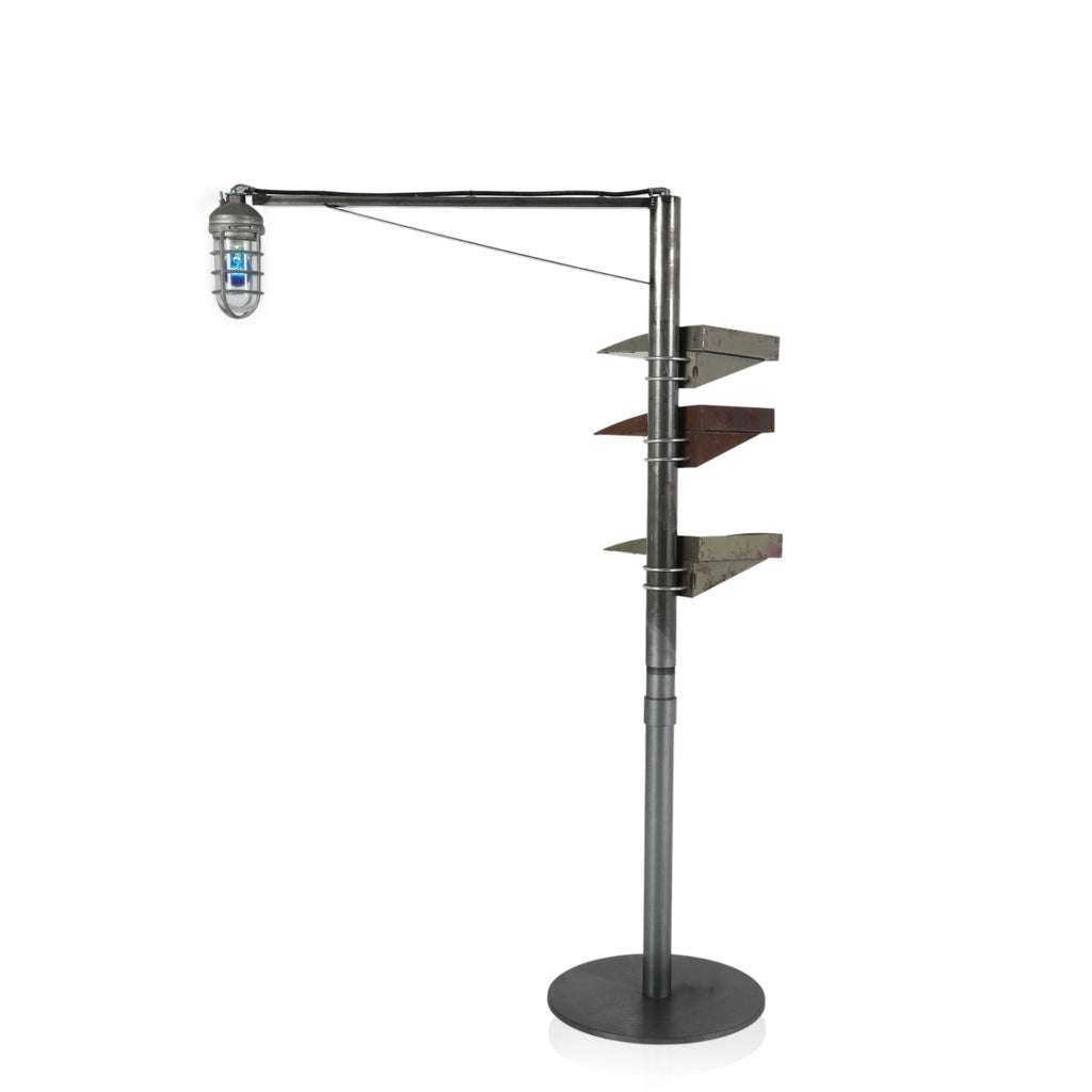 Industrial Floor Lamp w/ Blue Bulb