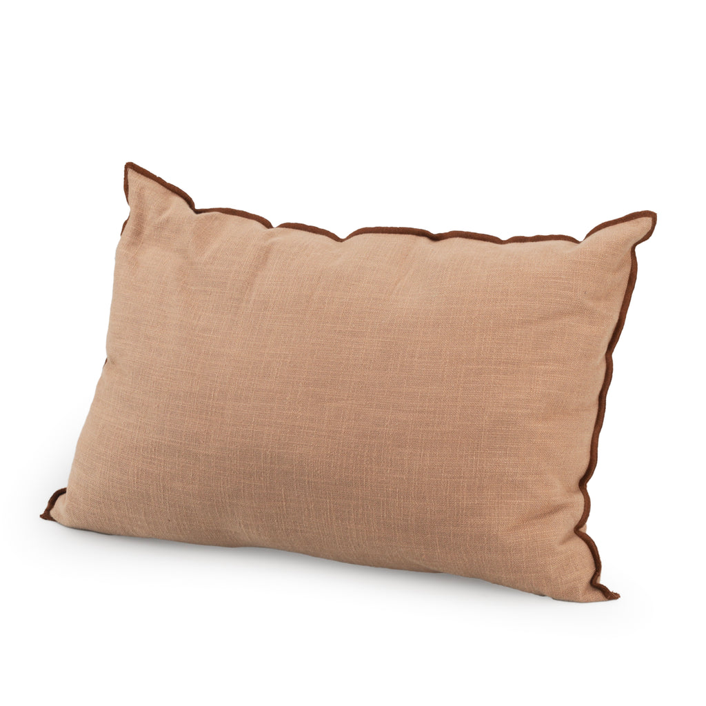 Tan Lumbar Pillow w/ Brown Trim