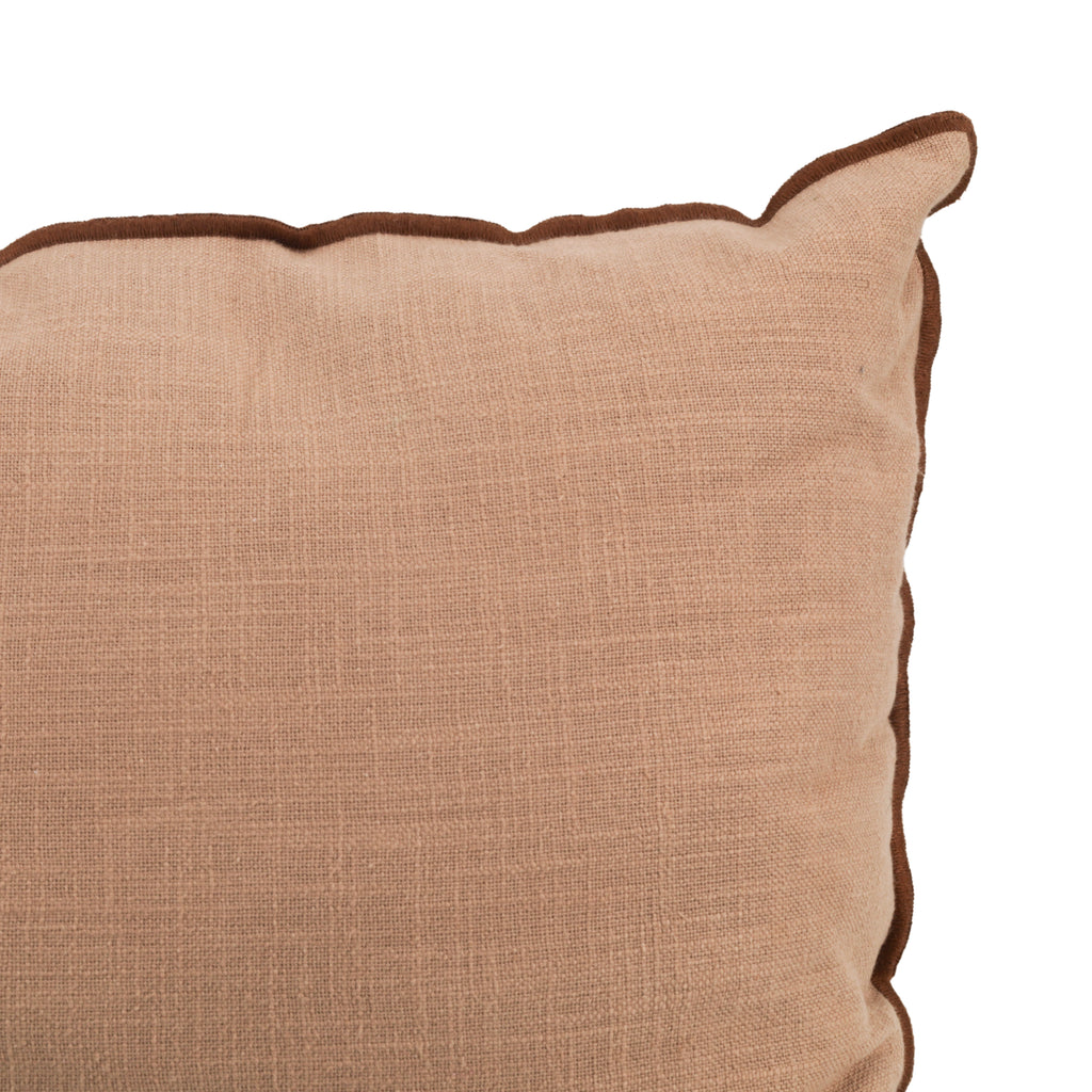 Tan Lumbar Pillow w/ Brown Trim