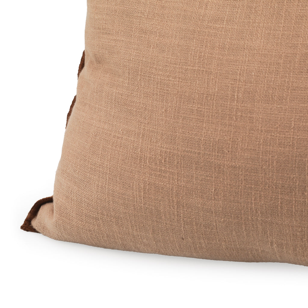 Tan Lumbar Pillow w/ Brown Trim