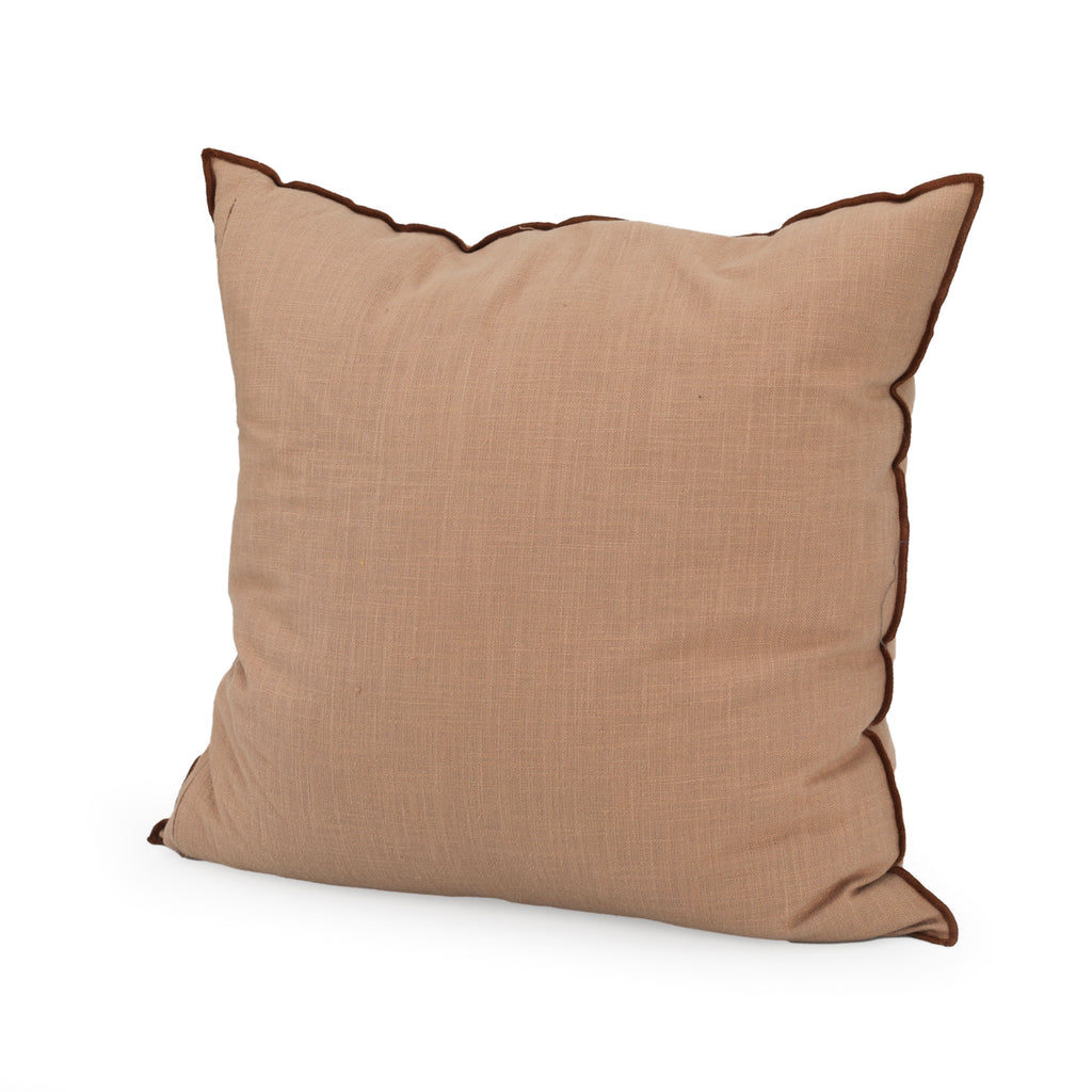 Tan Throw Pillow w/ Brown Trim