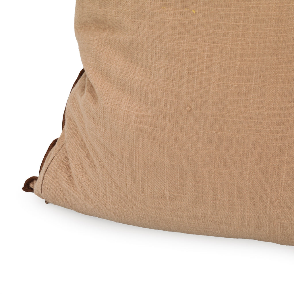 Tan Throw Pillow w/ Brown Trim