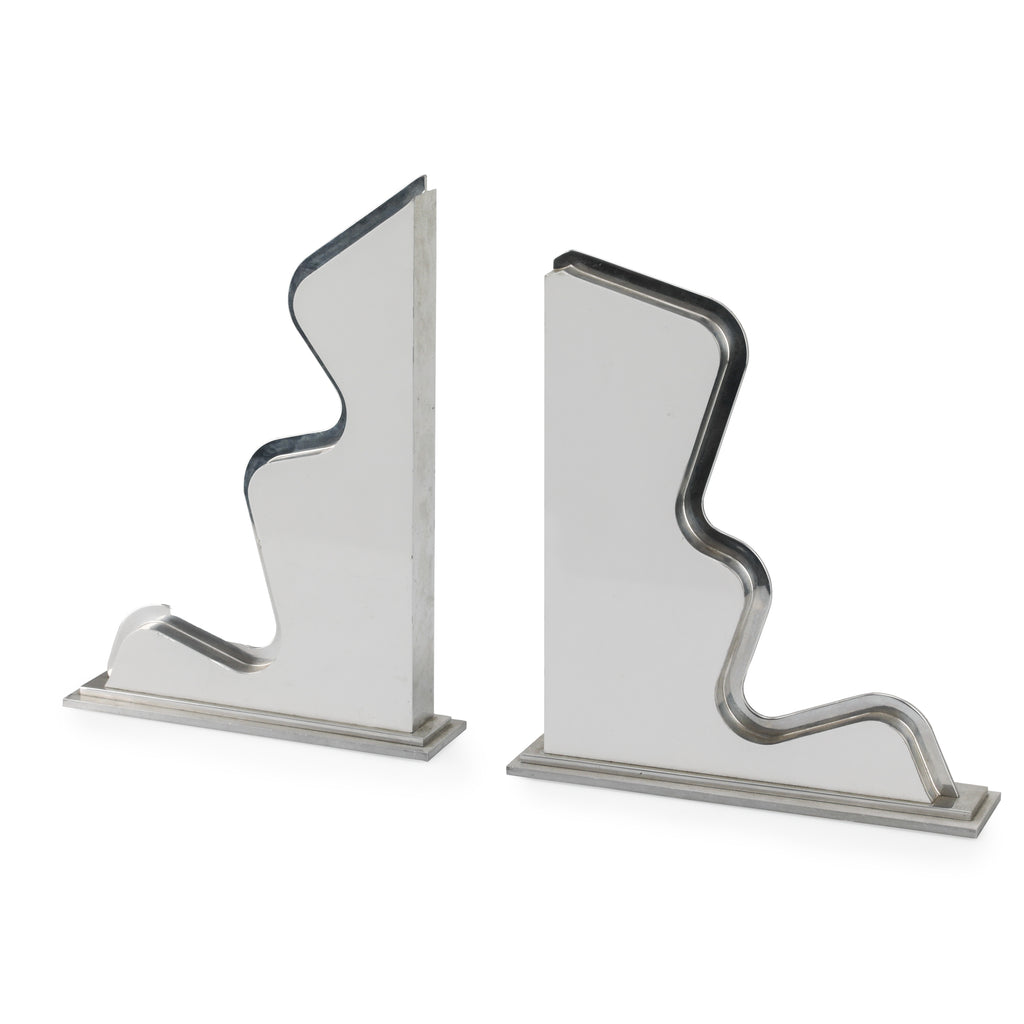 Wavy Chrome Bookends - Pair