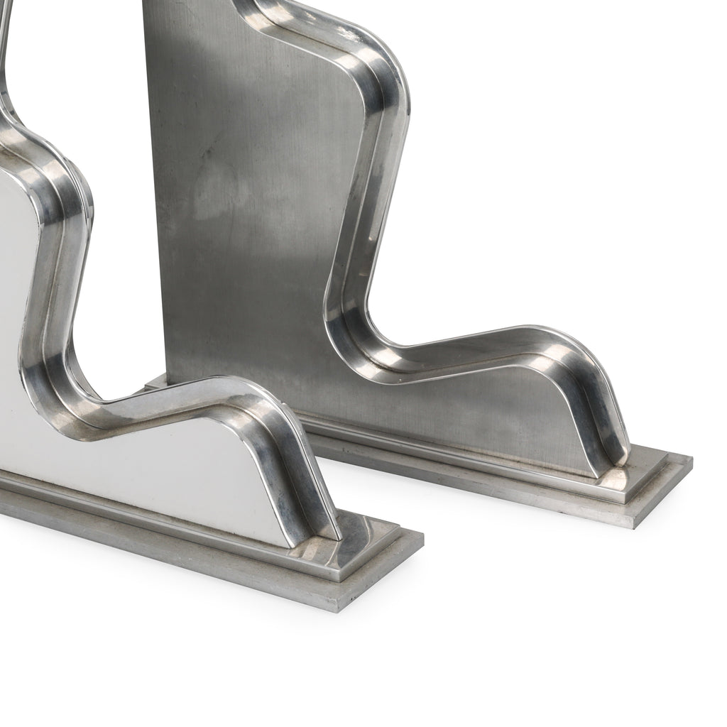 Wavy Chrome Bookends - Pair