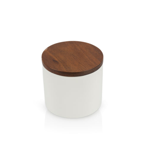 White Kitchen Container w/ Wood Top