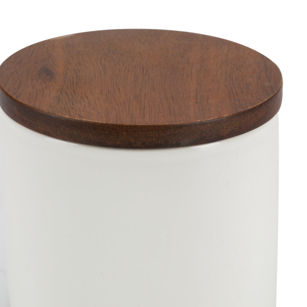 White Kitchen Container w/ Wood Top