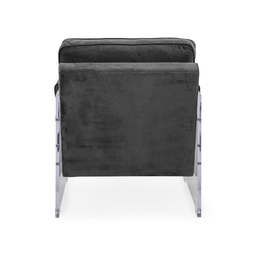 Grey Velvet & Lucite Waterfall Armchair