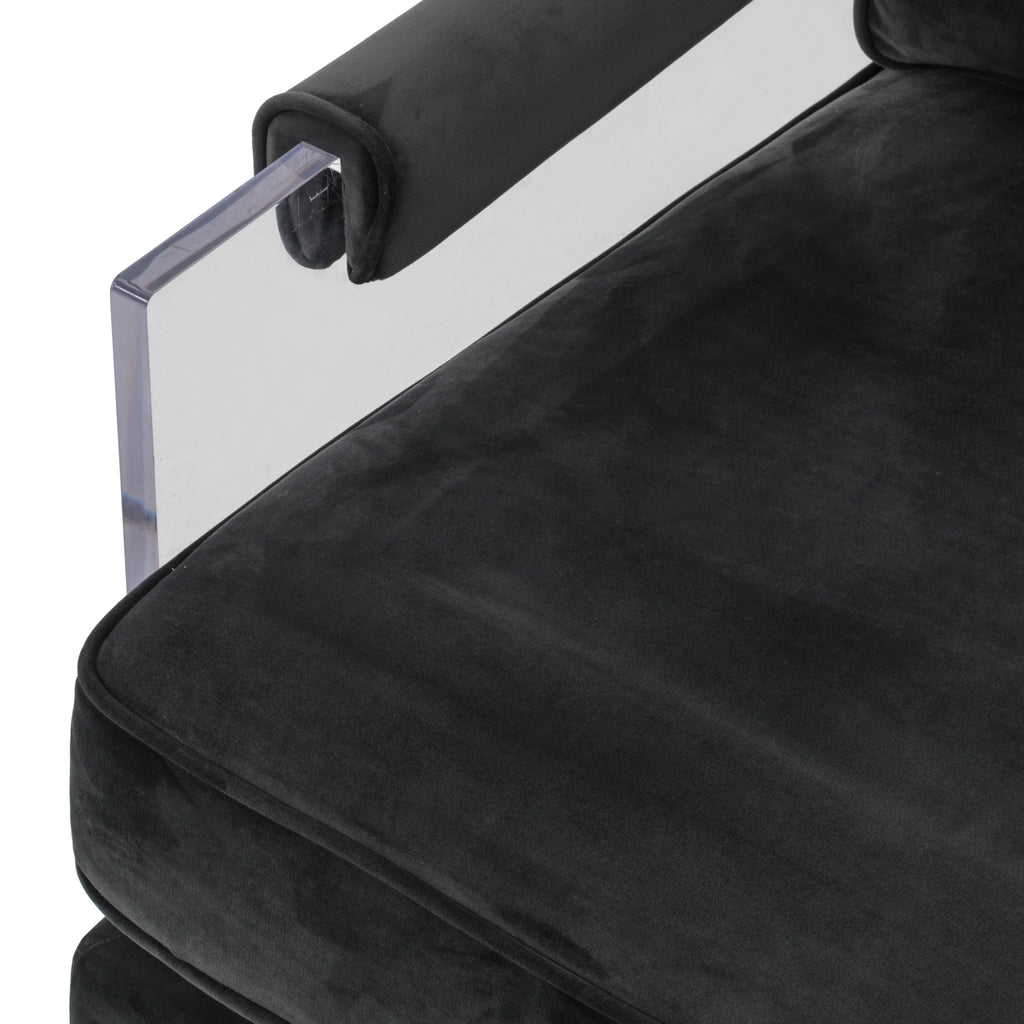 Grey Velvet & Lucite Waterfall Armchair