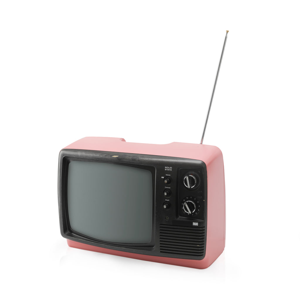 Solid State Light Pink TV w/ Black Frame, Buttons, & Knobs