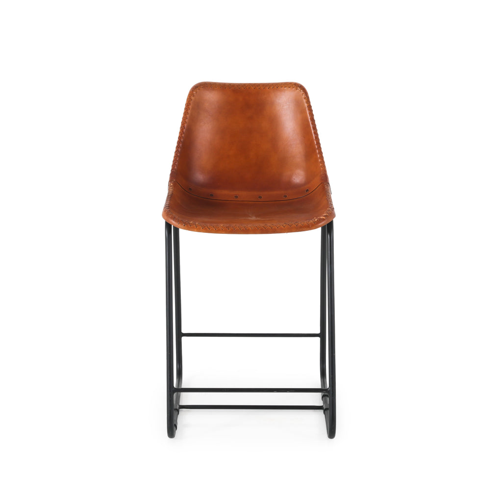 Brown Leather Roadhouse Counter Stool