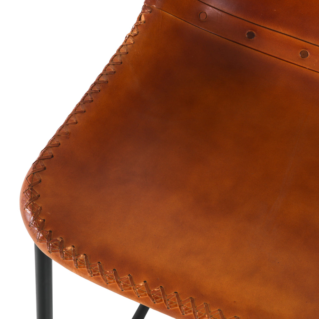 Brown Leather Roadhouse Counter Stool