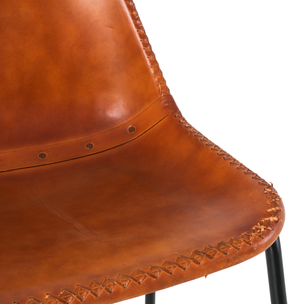 Brown Leather Roadhouse Counter Stool