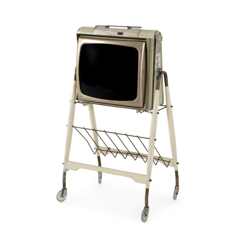 Philco Off-White Television with Rolling Cart