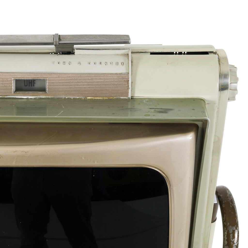 Philco Off-White Television with Rolling Cart