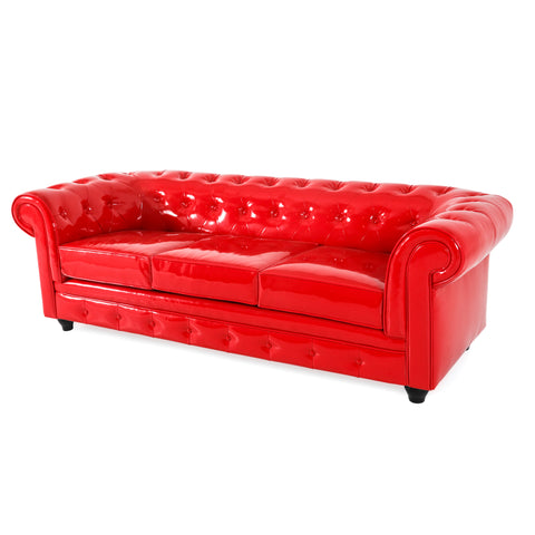 Glossy Red Chesterfield Sofa