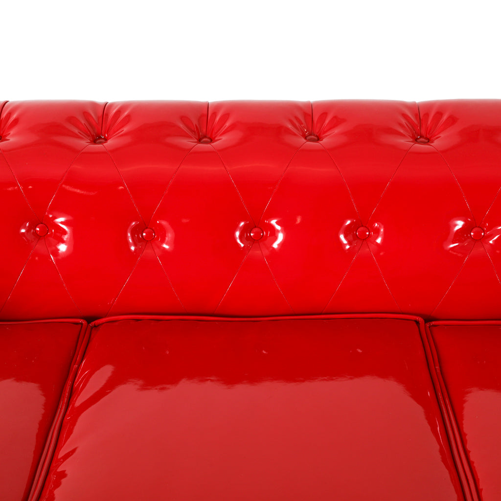 Glossy Red Chesterfield Sofa