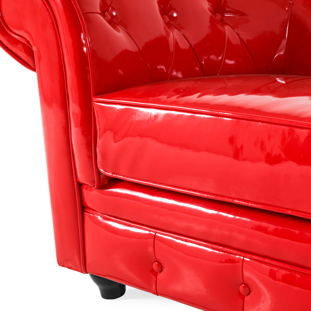 Glossy Red Chesterfield Sofa