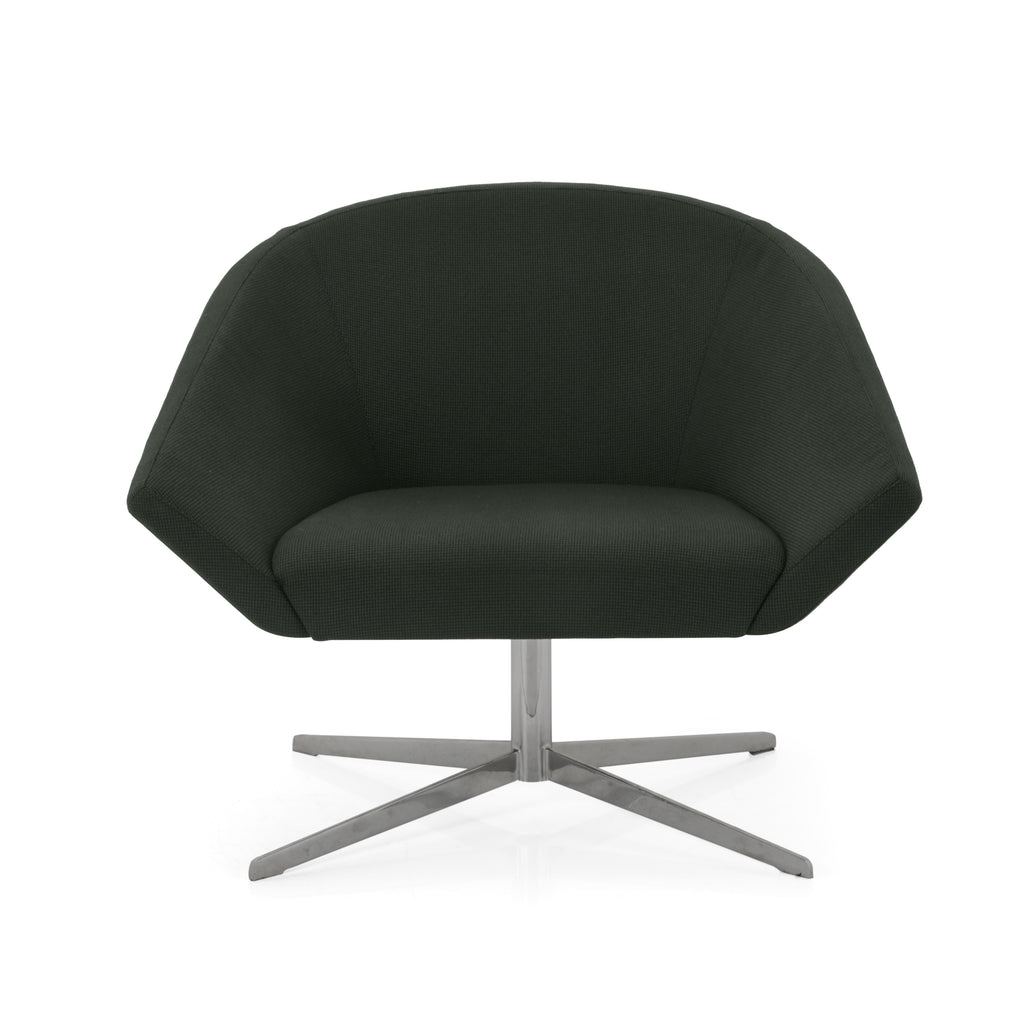 Grey Fabric Rounded Modern Lounge Chair