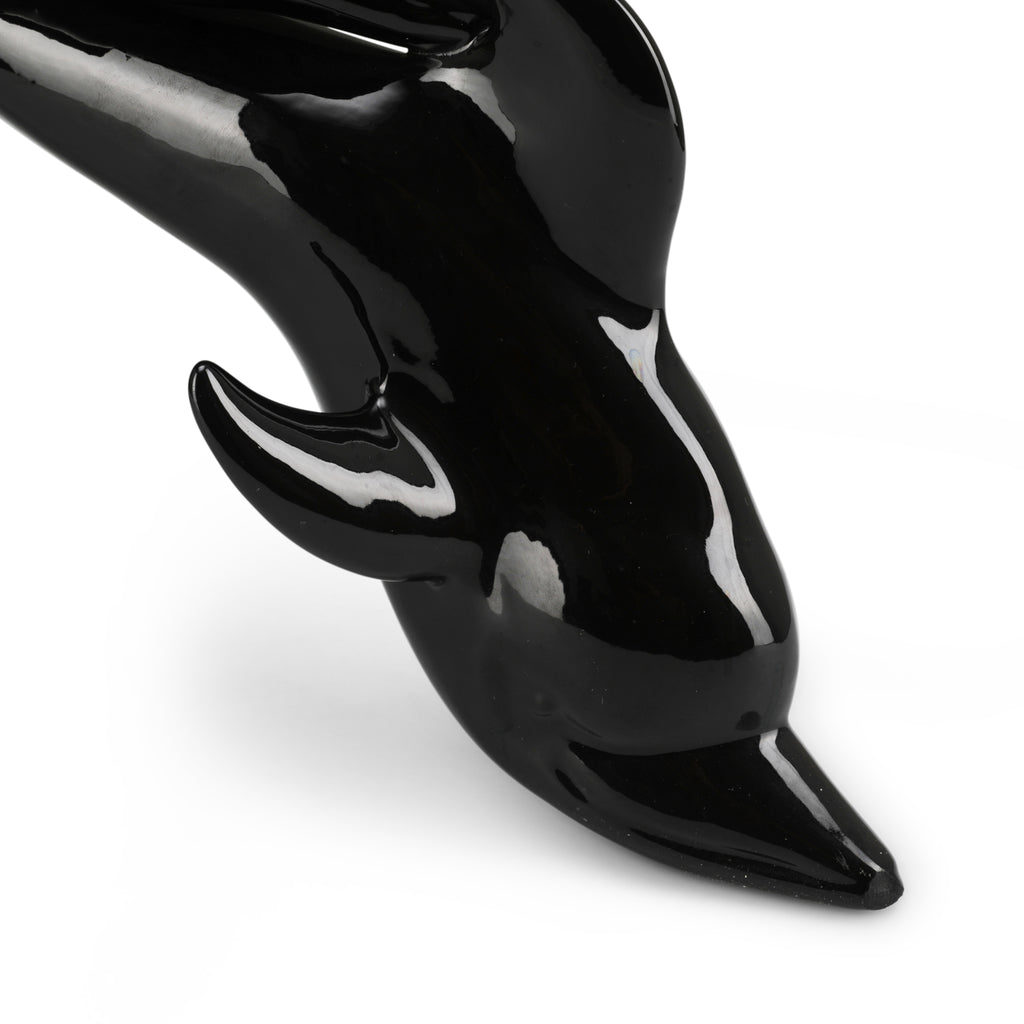 Black Ceramic Dolphins Table Sculpture (A+D)