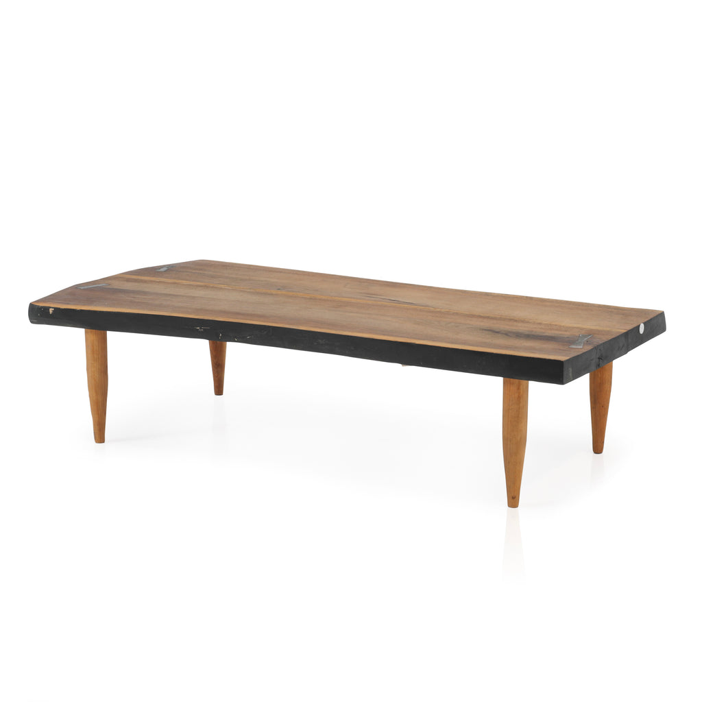 Wood Slab / Black Coffee Table