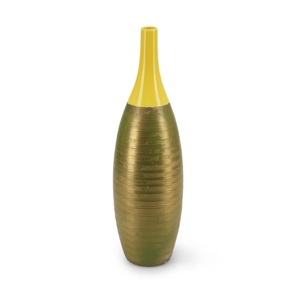 Yellow & Bronze Dipped Ceramic Vase (A+D)