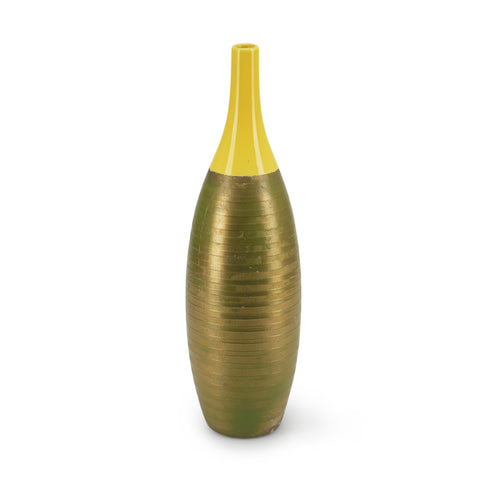 Yellow & Bronze Dipped Ceramic Vase (A+D)