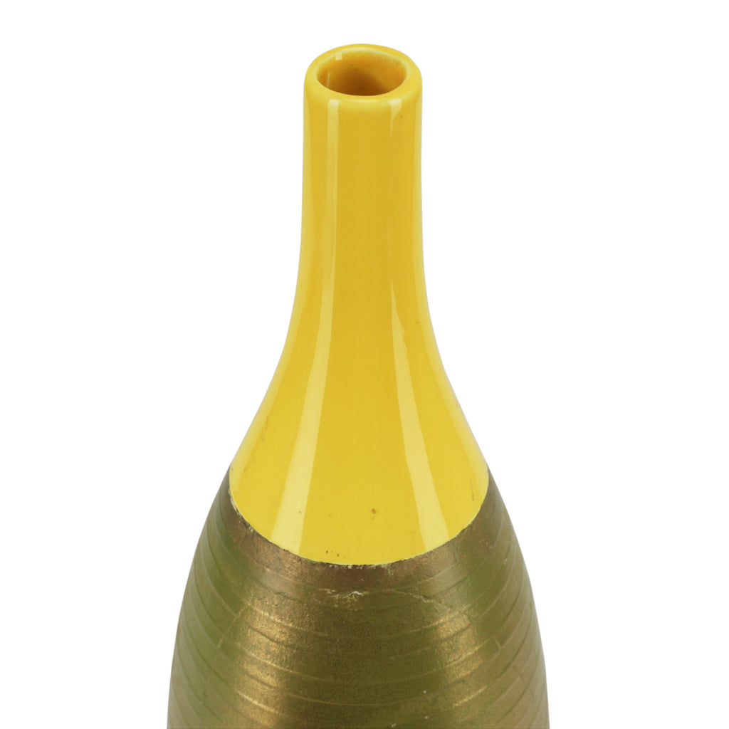 Yellow & Bronze Dipped Ceramic Vase (A+D)