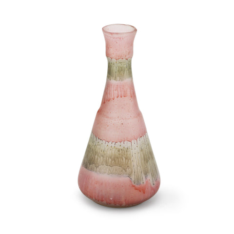 Frosted Pink / Green Ombre Drip Vase (A+D)