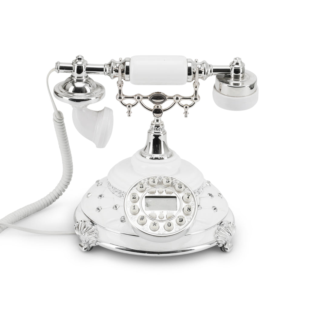 White / Chrome / Crystal Corded Phone