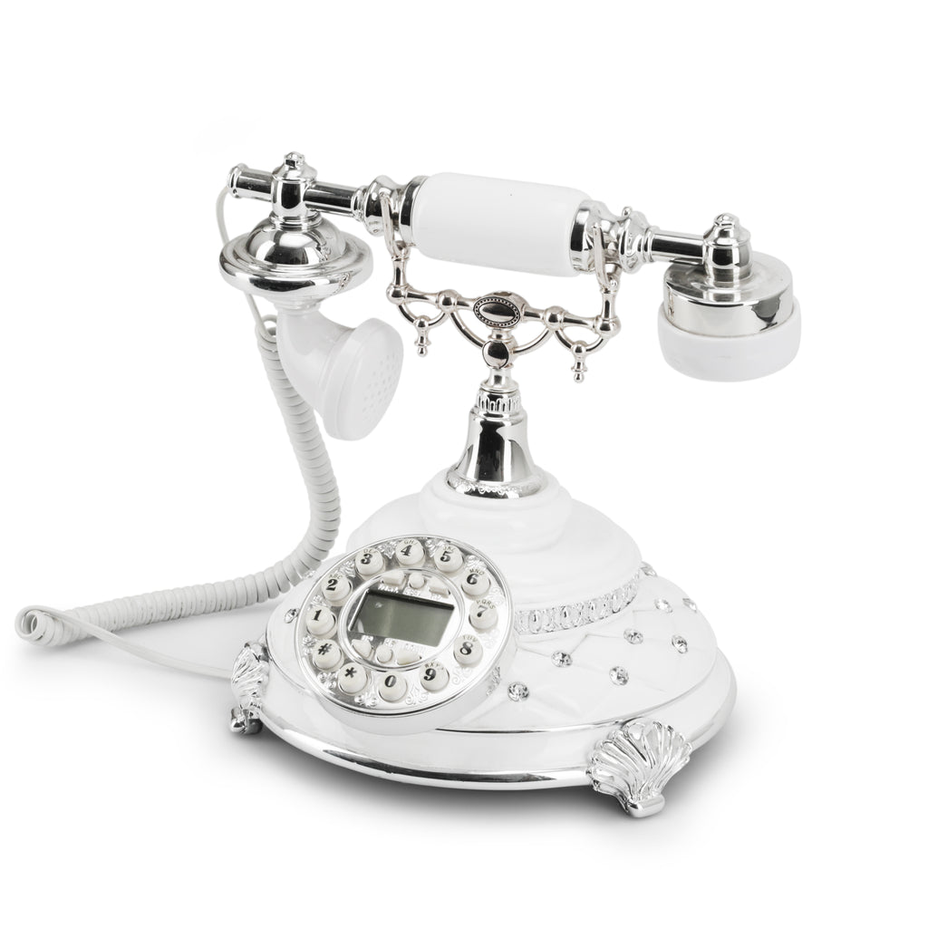 White / Chrome / Crystal Corded Phone