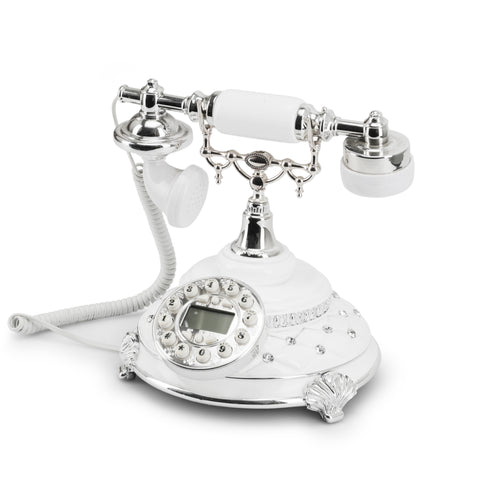 White / Chrome / Crystal Corded Phone