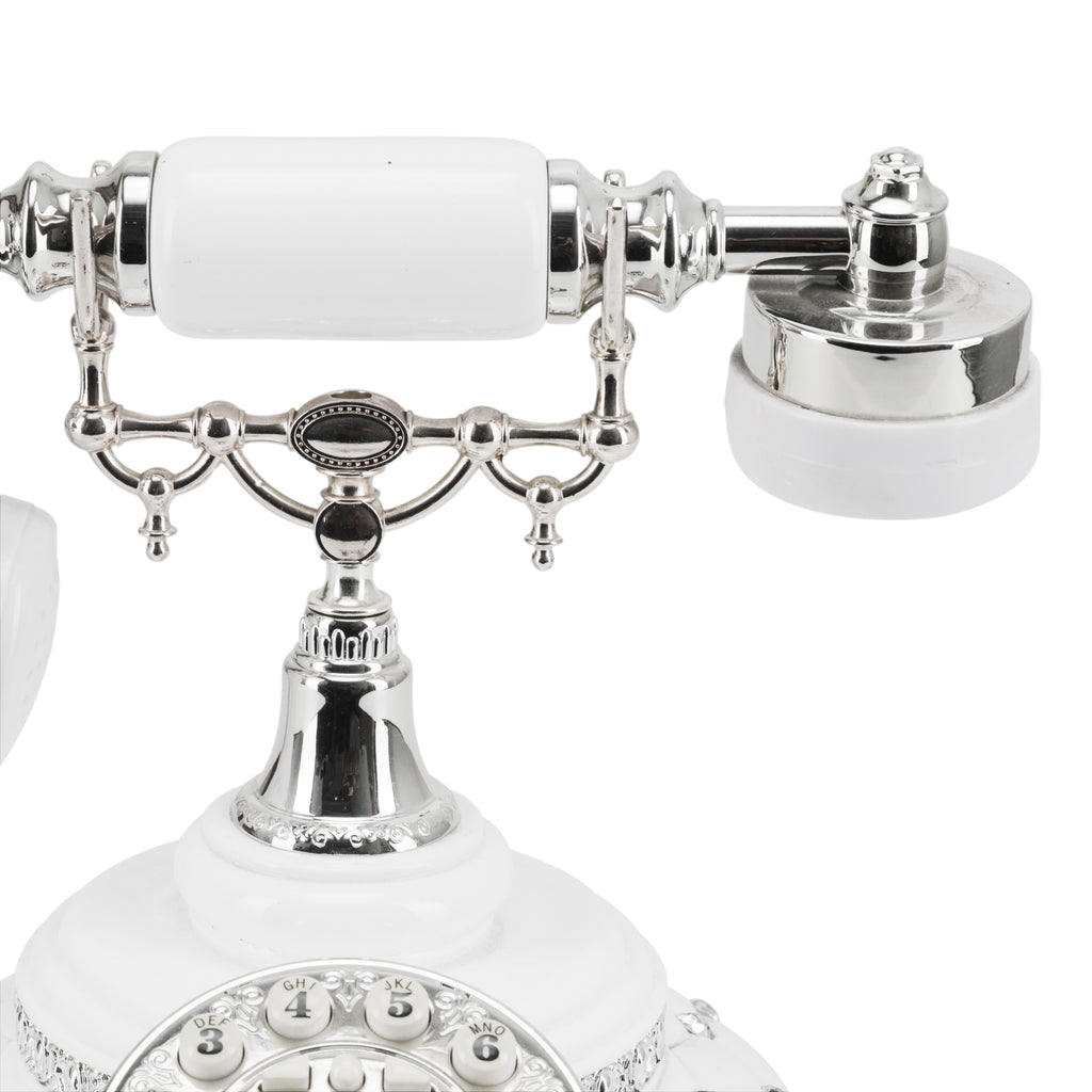 White / Chrome / Crystal Corded Phone