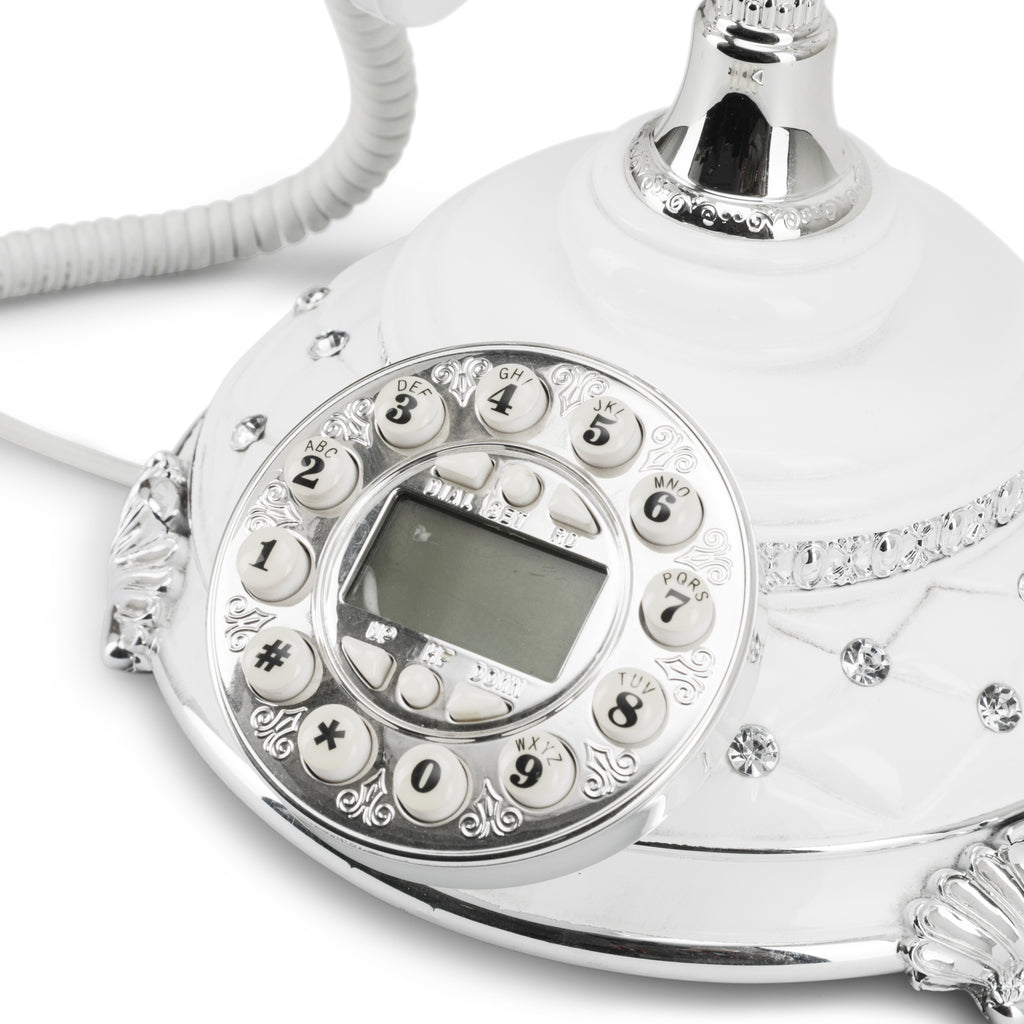 White / Chrome / Crystal Corded Phone