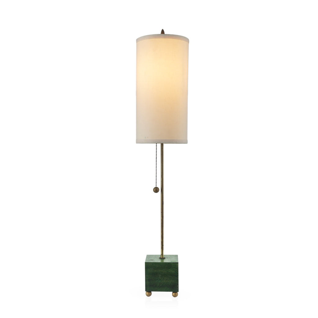 Green Cube / Brass Table Lamp