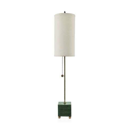 Green Cube / Brass Table Lamp