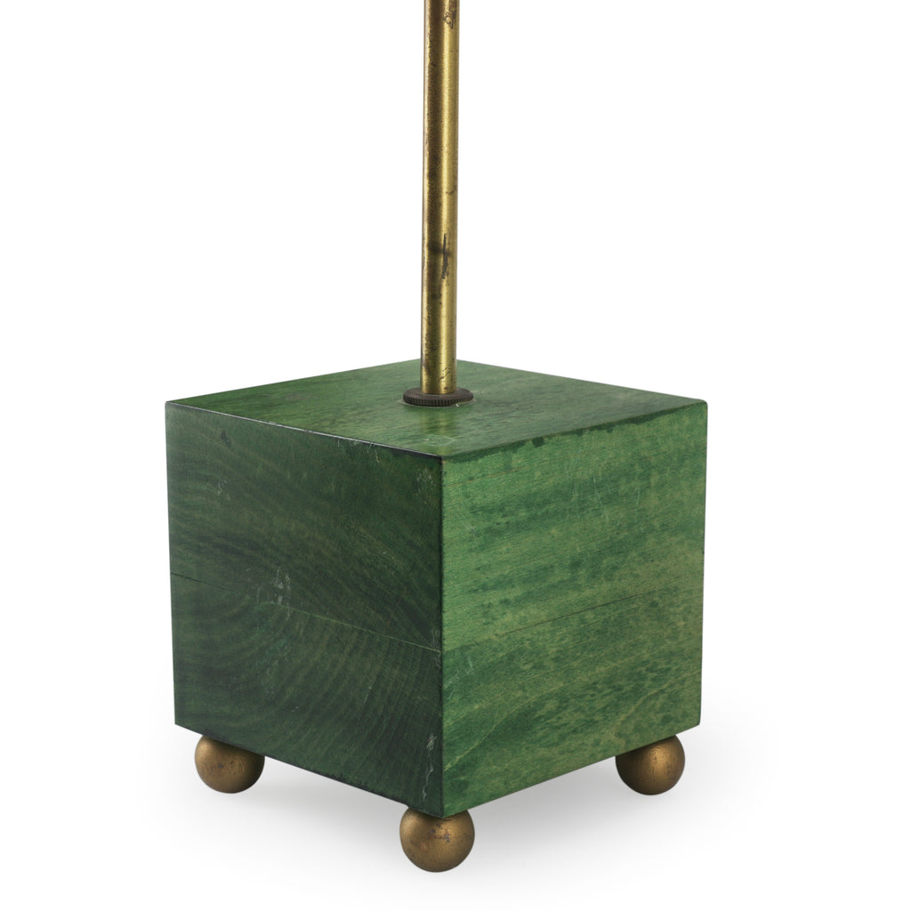 Green Cube / Brass Table Lamp