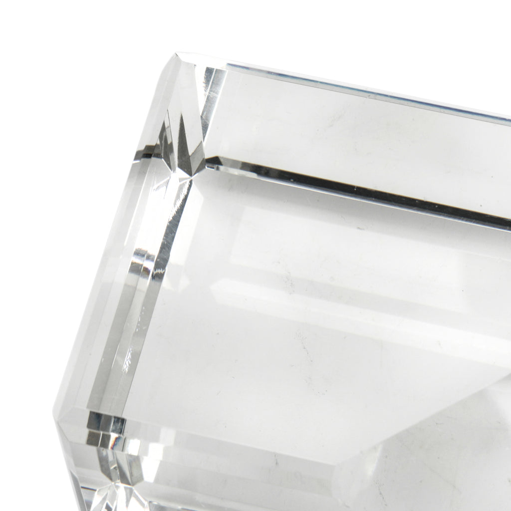 Etched Glass Cube Paperweight w/ Tapered Edge (A+D)