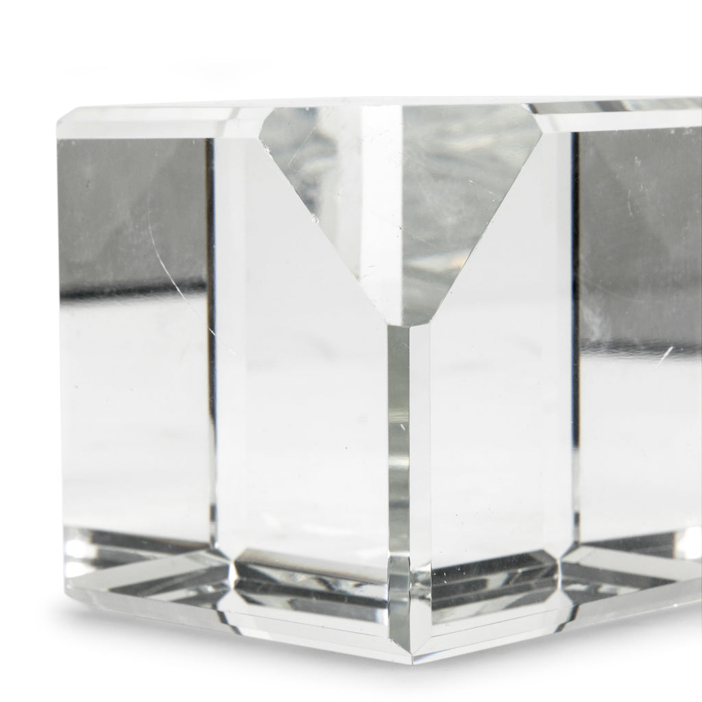 Etched Glass Cube Paperweight w/ Tapered Edge (A+D)