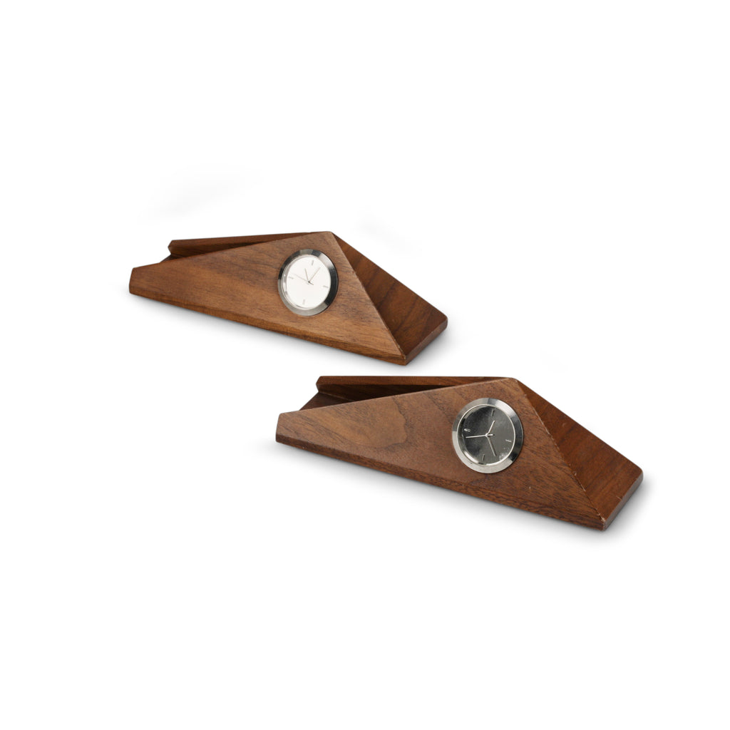 Triangular Black / Wood Desk Clock