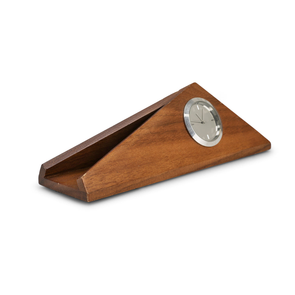 Triangular White / Wood Desk Clock
