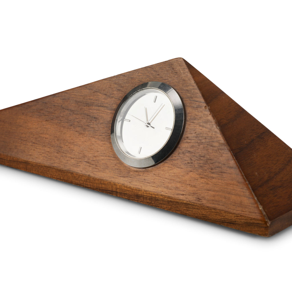 Triangular White / Wood Desk Clock