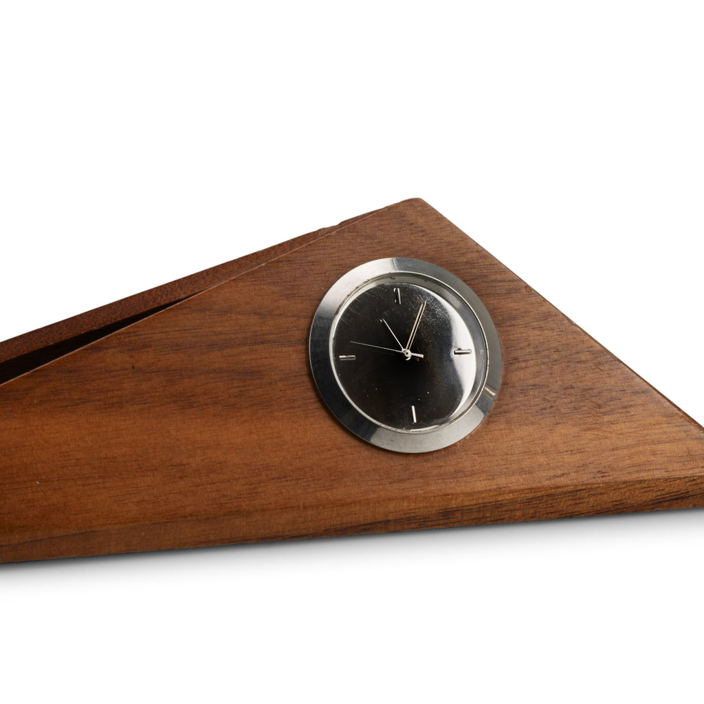 Triangular Black / Wood Desk Clock