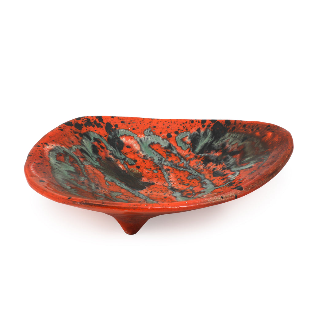 Orange Splatter Ceramic Large Triangle Dish Plate