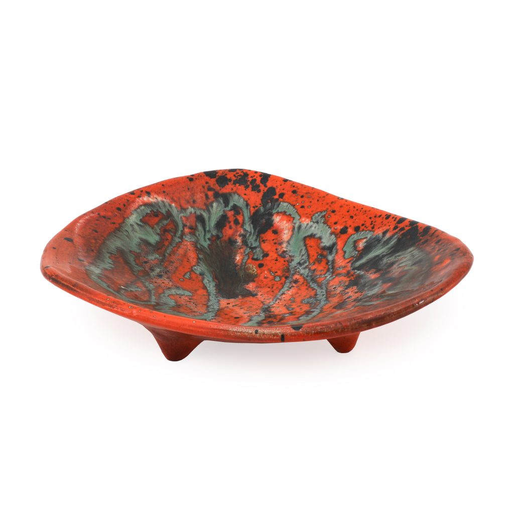 Orange Splatter Ceramic Large Triangle Dish Plate