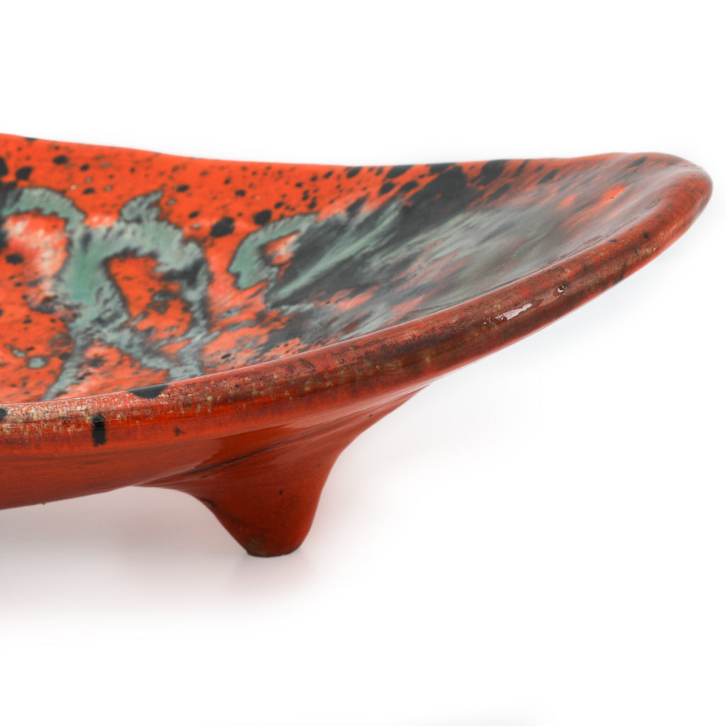 Orange Splatter Ceramic Large Triangle Dish Plate