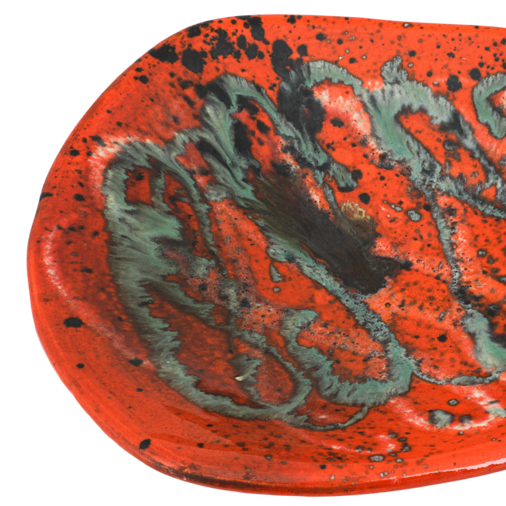 Orange Splatter Ceramic Large Triangle Dish Plate