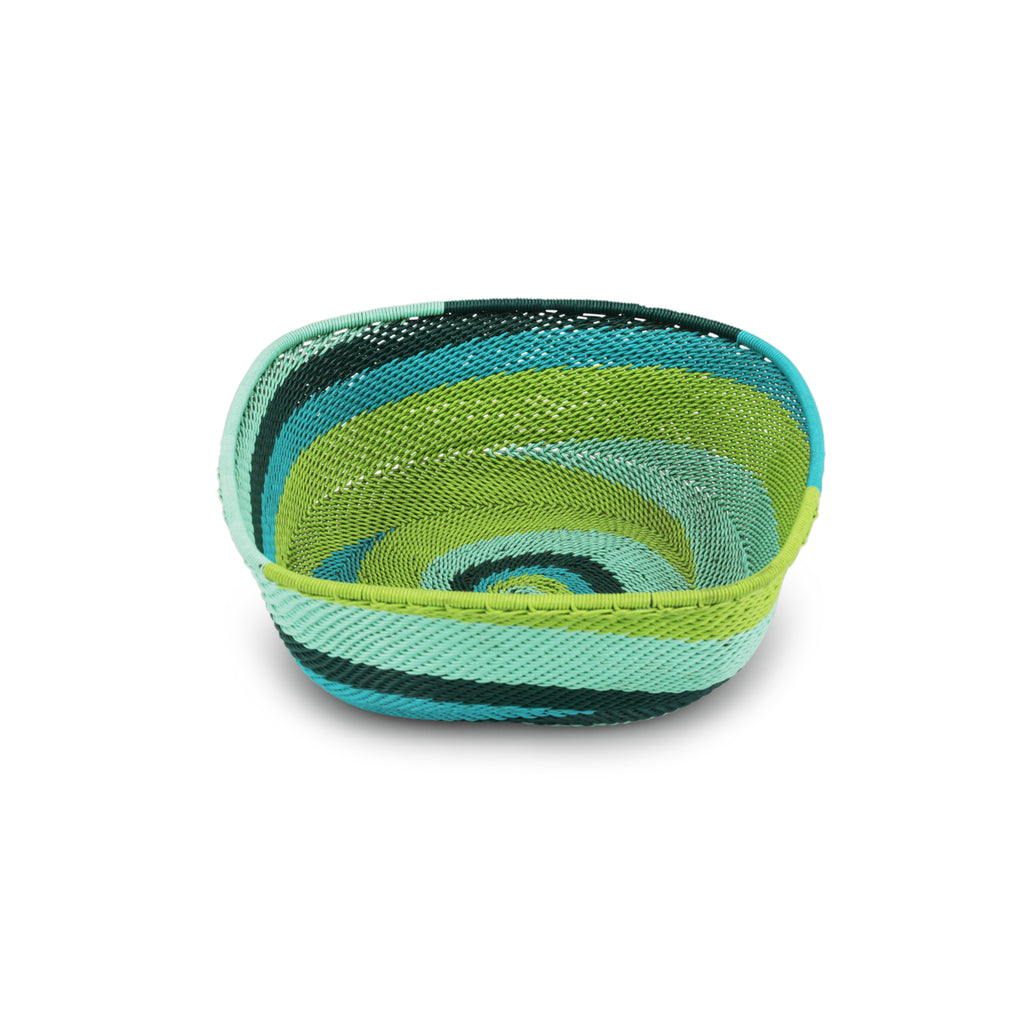 Green / Blue Spiral Square Bowl (A+D)